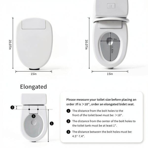 Bidet Toilet Seat Soningsimi A102 White Elongated Heated Warm Air-4