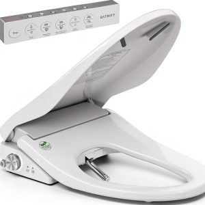 Electric Bidet Toilet Seat with Instant Warm Bidet Wash & Warm Air Dryer, Self-Cleaning Stainless Steel Nozzle, Soft Close Lid, Elongated-0