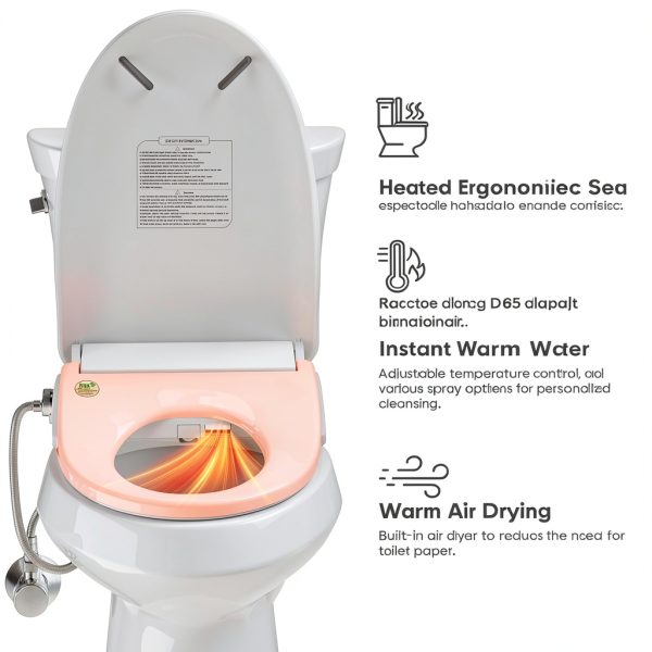 Electric Bidet Toilet Seat with Instant Warm Bidet Wash & Warm Air Dryer, Self-Cleaning Stainless Steel Nozzle, Soft Close Lid, Elongated-2
