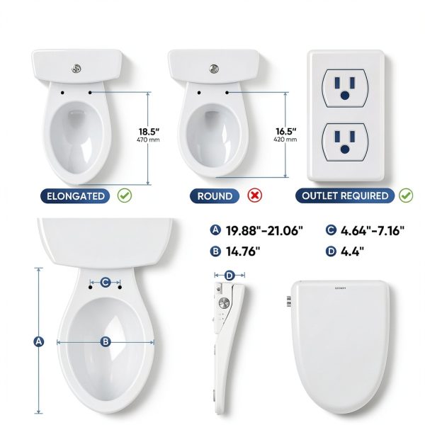 Electric Bidet Toilet Seat with Instant Warm Bidet Wash & Warm Air Dryer, Self-Cleaning Stainless Steel Nozzle, Soft Close Lid, Elongated-6